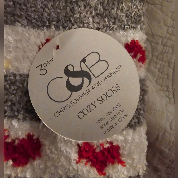 3 pack Christopher & Banks fuzzy Valentines socks - Picture 3 of 7